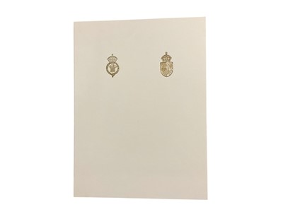 Lot 35 - T.R.H. The Prince and Princess of Wales, signed 1992 Christmas card (the last Christmas card they signed as a couple) with twin gilt Royal cyphers to cover, black and white somber photograph yo...