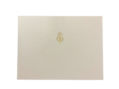 Lot 39 - H.R.H. Prince Charles Prince of Wales (now H.M. King Charles III), signed 1996 Christmas card with gilt Royal cyphers to cover, colour print of a watercolour by The Prince of the Tinzenhoven moun...