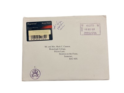 Lot 40 - H.R.H. Prince Charles Prince of Wales (now H.M. King Charles III), signed 1997 Christmas card with gilt Royal cyphers to cover, colour photograph of the relaxed Prince with his two sons on board...