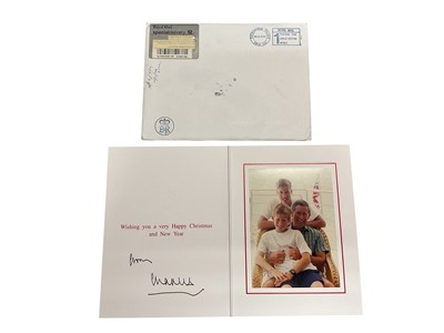 Lot 41 - H.R.H. Prince Charles Prince of Wales (now H.M. King Charles III), signed 1998 Christmas card with gilt Royal cyphers to cover, colour photograph of the relaxed Prince with his two sons on holida...
