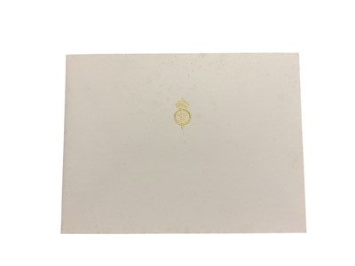 Lot 42 - H.R.H. Prince Charles Prince of Wales (now H.M. King Charles III), signed 1999 Christmas card with gilt Royal cyphers to cover, colour photograph of the relaxed Prince with his two sons seated on...