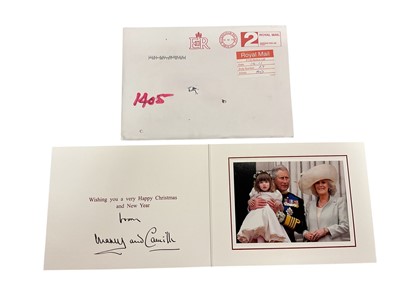 Lot 54 - H.R.H. Prince Charles Prince of Wales (now H.M. King Charles III) and H.R.H. Camilla Duchess of Cornwall (now H.M. Queen Camilla) signed 2011 Christmas card with gilt Royal cyphers to cover, colou...