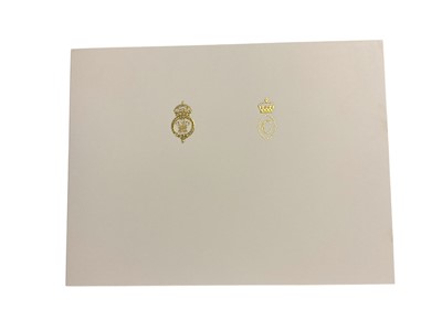 Lot 55 - H.R.H. Prince Charles Prince of Wales (now H.M. King Charles III) and H.R.H. Camilla Duchess of Cornwall (now H.M. Queen Camilla) signed 2012 Christmas card with gilt Royal cyphers to cover, colou...