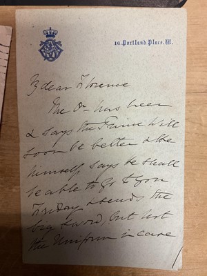 Lot 60 - A group of 19th century Royal handwritten letters including Prince Christian of Schleswig Holstein (husband of Princess Helena) handwritten letter dated 1883 to The Rt. Hon. Lyon Playfair M.P....
