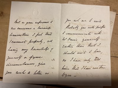Lot 61 - British Statesmen, military figures and aristocracy, group of 18th and 19th century correspondence including The Duchess of Wellington signed letter, Earl of Shaftesbury, Lord Paget, Duke of Dev...