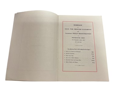 Lot 66 - The Marriage of H.R.H. The Princess Elizabeth to Lieutenant Philip Mountbatten R.N. (later H.M. Queen Elizabeth II and H.R.H. The Duke of Edinburgh) November 1947, scarce invitation and Order of...
