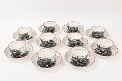 Lot 287 - Set of Victorian pink lustre cups and saucers