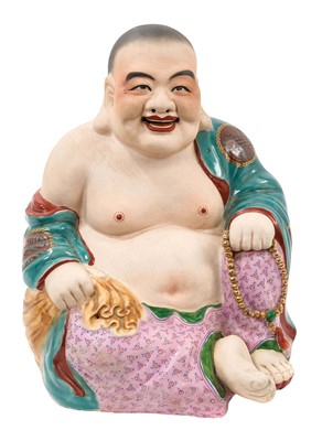 Lot 112 - Chinese Republic period porcelain Buddha, signed to base