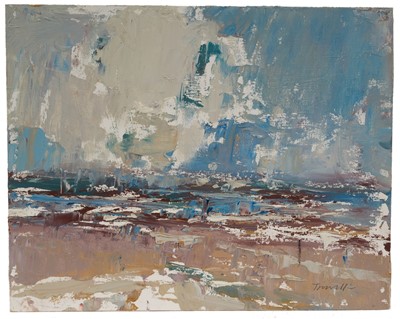 Lot 1130 - *Jonathan Trowell (1938-2013) oil sketch on board - Norfolk Coast, signed, 20.5cm x 25.5cm, unframed. Provenance: the artist's studio, thence by family descent
