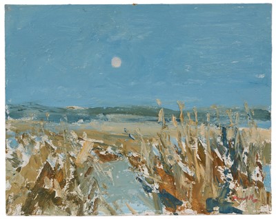 Lot 1127 - *Jonathan Trowell (1938-2013) oil sketch on board - Norfolk Marshes, signed, 20.5cm x 25.5cm, unframed. Provenance: the artist's studio, thence by family descent