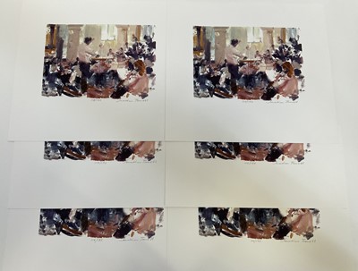Lot 1126 - *Jonathan Trowell (1938-2013) run of six signed limited edition prints - The Orchestra, 115-120/175, with blindstamp, 34cm x 38cm, unframed Provenance: the artist's studio, thence by famil...