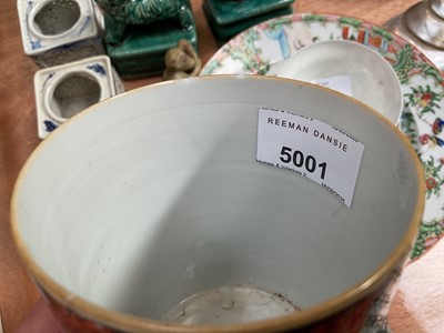 Lot 5001 - Group of Chinese and Japanese items, including an 18th century Mandarin porcelain tankard, a 19th century Canton dish, etc