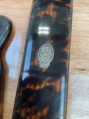 Lot 5003 - Faux tortoiseshell dressing table set with matching applied white metal monograms