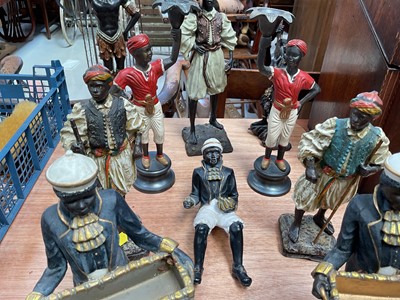 Lot 5005 - Group of Austrian style figurines and candlesticks, including cold painted spelter and resin examples (some bought from Harrods)
