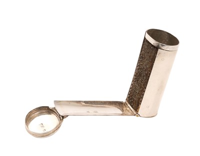 Lot 312 - George III silver nutmeg grater, of oval cylindrical form with hinged lid and front, (London 1817), maker Thomas & James Phipps, 6.7cm.