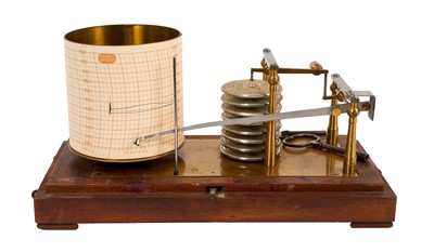 Lot 622 - Edwardian mahogany cased barograph by Richard Freres, Paris, 1883, retailed by Heath of Plymouth, with brass carrying handle, 27cm wide