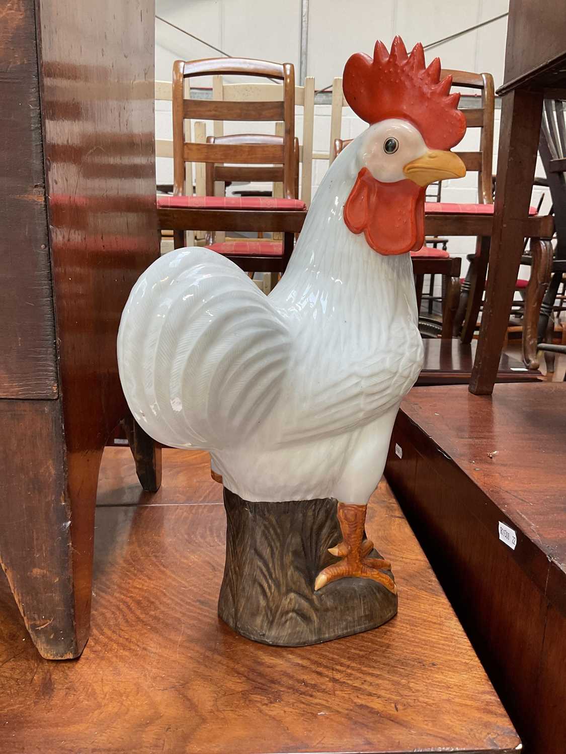 Lot 5027 - Large Chinese 20th century porcelain model of a cockerel, marked to base, 40cm high