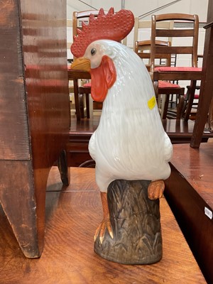 Lot 5027 - Large Chinese 20th century porcelain model of a cockerel, marked to base, 40cm high