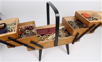 Lot 3379 - Cantilever sewing box containing quantity of...