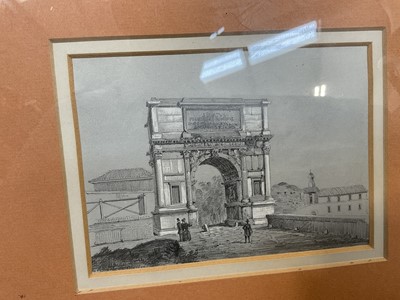 Lot 5030 - Pair of 19th century Italian drawings, together with a selection of prints