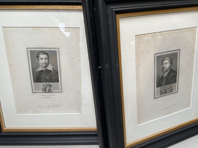 Lot 5032 - Set of seven 19th century engravings - portraits of Old Masters, including Holbein, Giorgione, etc, published 1825, framed