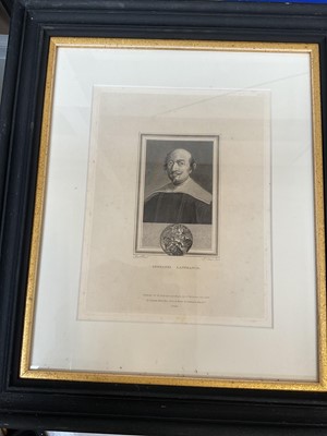 Lot 5032 - Set of seven 19th century engravings - portraits of Old Masters, including Holbein, Giorgione, etc, published 1825, framed