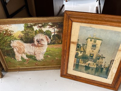 Lot 5034 - Group of antique and later pictures and prints, including oils and watercolours