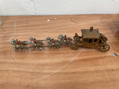 Lot 5047 - Objets vertu and sundries, including a pair of Art Deco spelter lion bookends (a/f), Inuit sculpture, Welsh love spoon, leather and lead pig door stop, etc