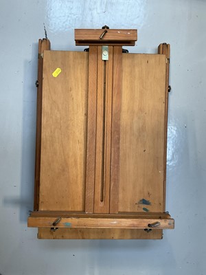 Lot 5063 - Group of artist's equipment including easels, mannequin hands, and a palette