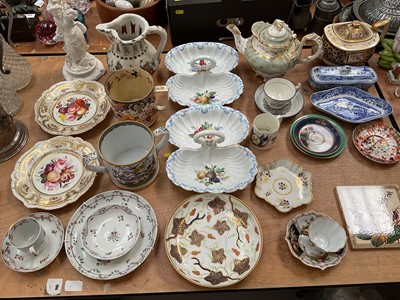 Lot 5076 - Group of 18th and 19th century ceramics, including a Worcester teapot stand, Dresden, etc