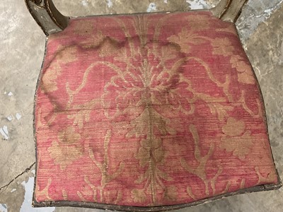 Lot 1503 - 19th century Italian painted side chair, the arched upholstered back above a drop-in seat, with carved frieze, on cabriole legs