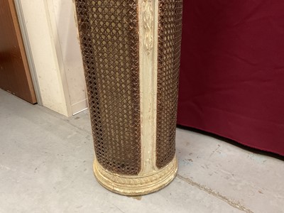 Lot 1508 - French painted and caned umbrella stand of cylindrical form. First half 20th century