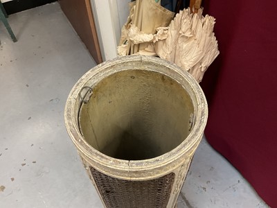 Lot 1508 - French painted and caned umbrella stand of cylindrical form. First half 20th century