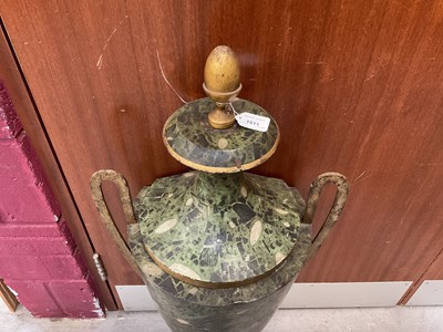 Lot 1511 - Early 19th century toleware twin handled half urn and cover, green marble painted effect Provenance: Philip Andrade Antiques, Devon, 10th August 1991