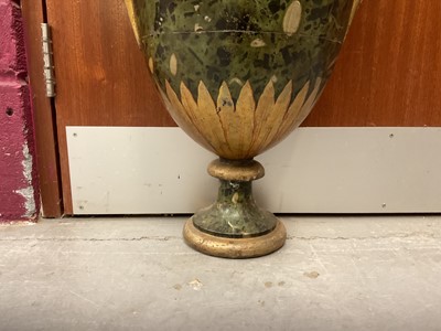 Lot 1511 - Early 19th century toleware twin handled half urn and cover, green marble painted effect Provenance: Philip Andrade Antiques, Devon, 10th August 1991