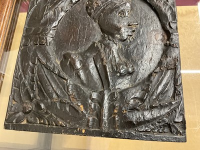 Lot 1512 - Henry VIII period carved oak Romayne type panel depicting a profile of a figure, circa 1530, probably Devonshire Provenance: Hatherleigh Antiques, Devon, 7th April, 2001