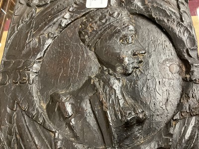 Lot 1512 - Henry VIII period carved oak Romayne type panel depicting a profile of a figure, circa 1530, probably Devonshire Provenance: Hatherleigh Antiques, Devon, 7th April, 2001
