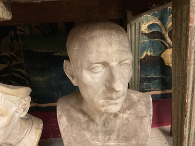 Lot 1516 - Classical plaster bust, probably depicting Marcus Tullius Cicero, 57cm high