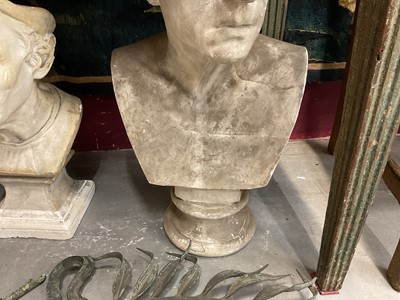 Lot 1516 - Classical plaster bust, probably depicting Marcus Tullius Cicero, 57cm high