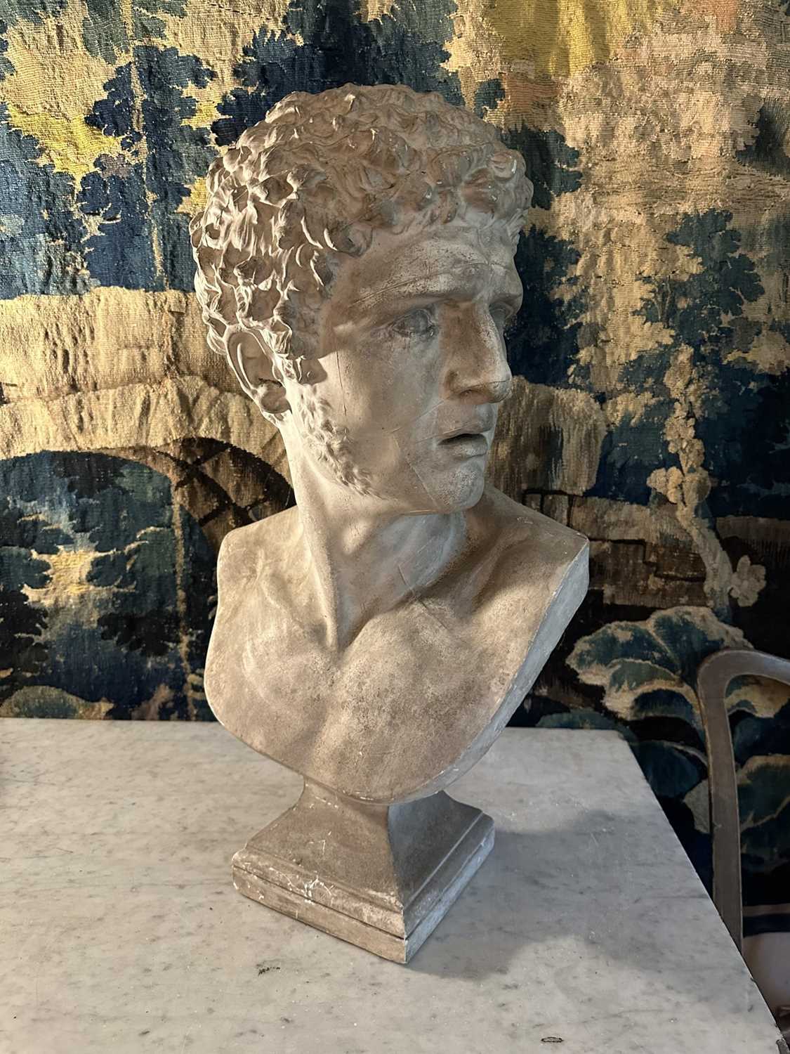 Lot 1518 - Classical plaster bust of a Roman emperor, 68cm high