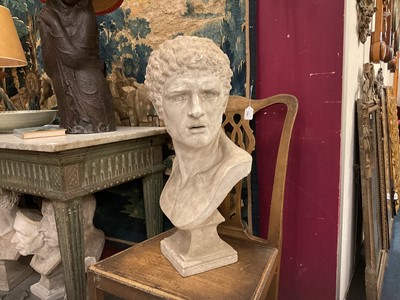 Lot 1518 - Classical plaster bust of a Roman emperor, 68cm high