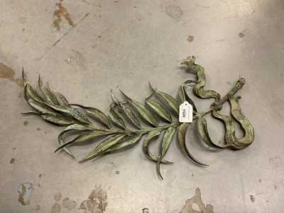 Lot 1520 - Pair of antique bronze laurel mounts, 55cm long