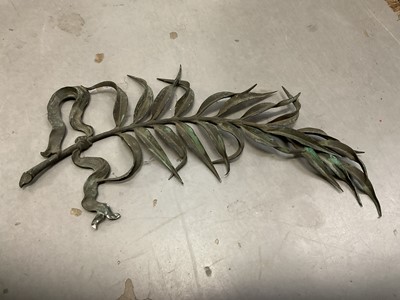 Lot 1520 - Pair of antique bronze laurel mounts, 55cm long