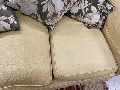 Lot 1528 - 1920s three seater country house sofa with yellow upholstery