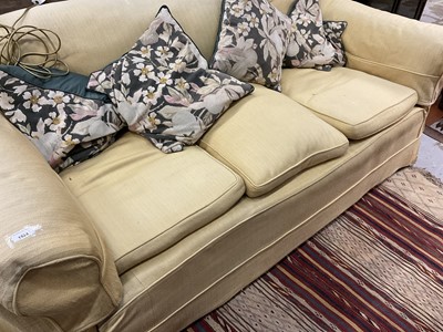Lot 1528 - 1920s three seater country house sofa with yellow upholstery