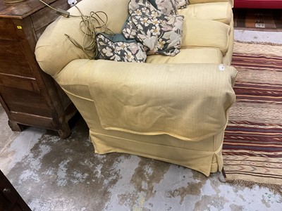 Lot 1528 - 1920s three seater country house sofa with yellow upholstery