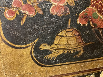 Lot 1530 - 19th century embossed leather four-fold screen in the Chinoiserie taste Provenance: Neal Sons & Fletcher, 17th June 1992, lot 513