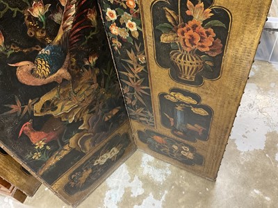 Lot 1530 - 19th century embossed leather four-fold screen in the Chinoiserie taste Provenance: Neal Sons & Fletcher, 17th June 1992, lot 513