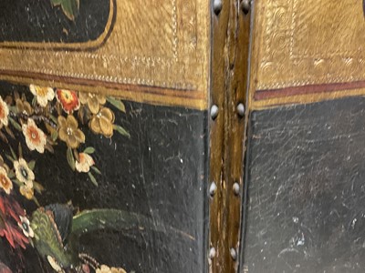 Lot 1530 - 19th century embossed leather four-fold screen in the Chinoiserie taste Provenance: Neal Sons & Fletcher, 17th June 1992, lot 513