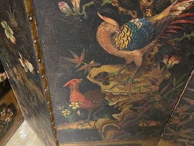 Lot 1530 - 19th century embossed leather four-fold screen in the Chinoiserie taste Provenance: Neal Sons & Fletcher, 17th June 1992, lot 513